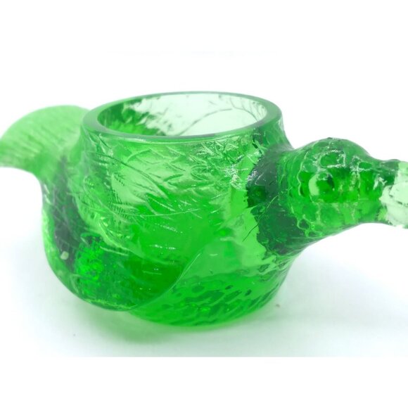 Vtg. Unmarked Possibly L. G Wright Mold Green Bird Glass Open Salt READ - Picture 14 of 14